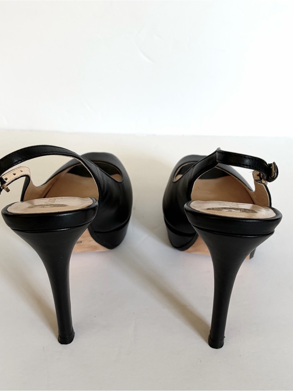 Cole Haan Black Leather Peep-Toe Slingback Heels Women’s Size 8 - Picture 4 of 8